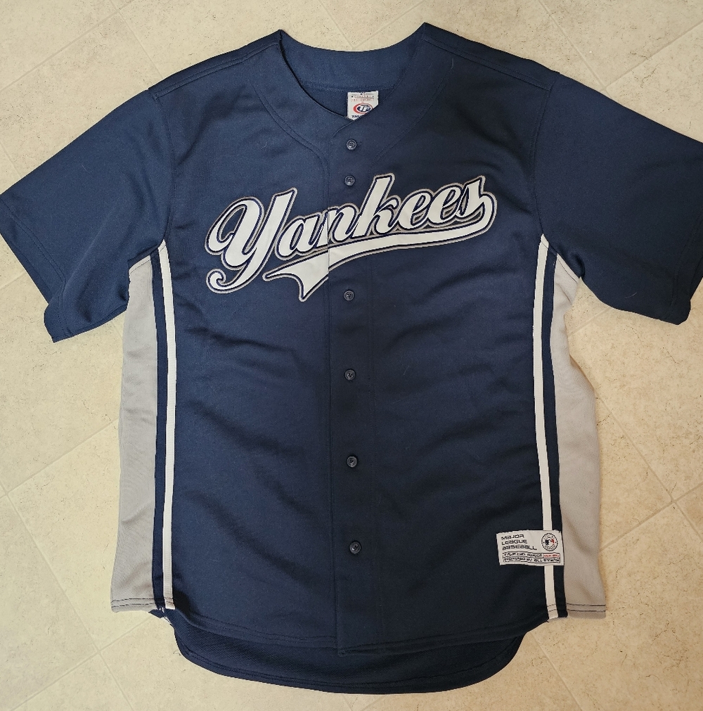Vtg New York Yankees Derek Jeter #2 True Fan MLB Baseball Jersey Men's Lg EUC
